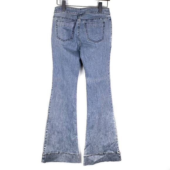 MICHAEL KORS Light Vintage Wash Super Flare Low Rise Lace Up Jeans Size: 2 - Picture 6 of 7